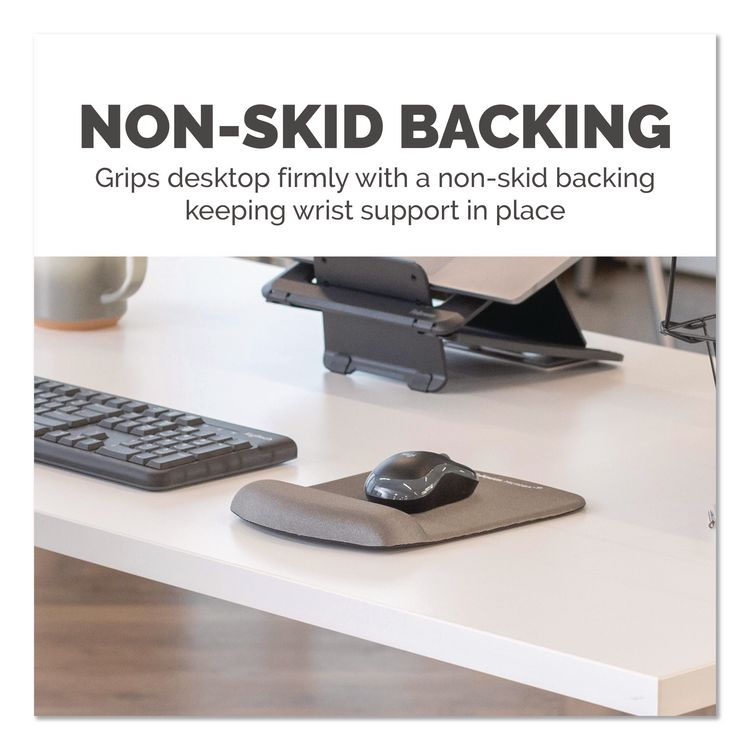 PlushTouch Mouse Pad with Wrist Rest, 7.25 x 9.38, Graphite