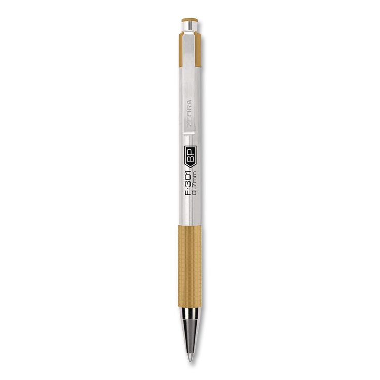 F-301 Signature Series Earthy Tones Ballpoint Pen, Retractable, Fine 0.7 mm, Black Ink, Sandstone Barrel, 4/Pack