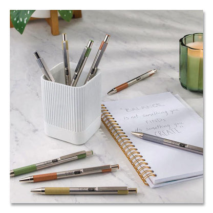 F-301 Signature Series Earthy Tones Ballpoint Pen, Retractable, Fine 0.7 mm, Black Ink, Sandstone Barrel, 4/Pack