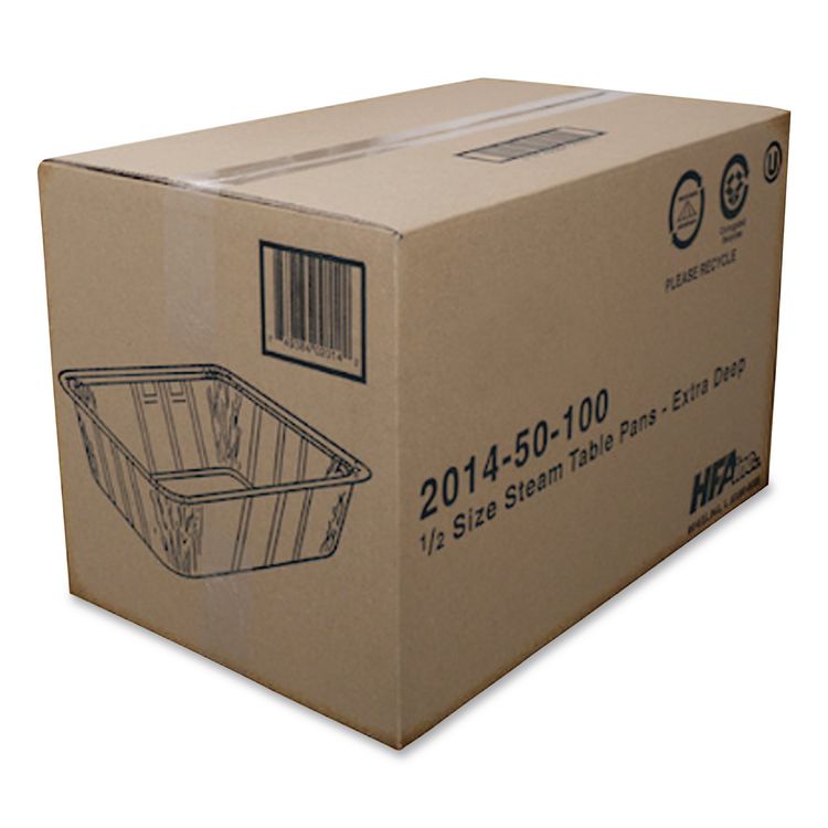 Aluminum Steam Table Pans, Half-Size Extra Deep, 4.19" Deep, 10.31 x 12.69, 100/Carton