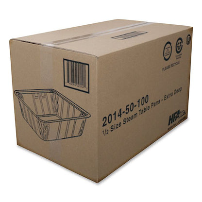 Aluminum Steam Table Pans, Half-Size Extra Deep, 4.19" Deep, 10.31 x 12.69, 100/Carton