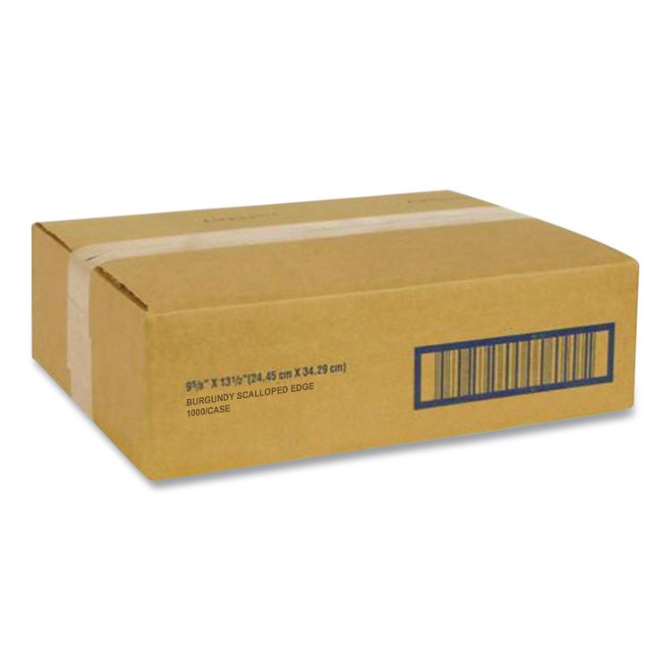 Placemats, Smooth Surface, Scalloped Edges, 13.5" x 9.5", Burgundy, 1,000/Carton