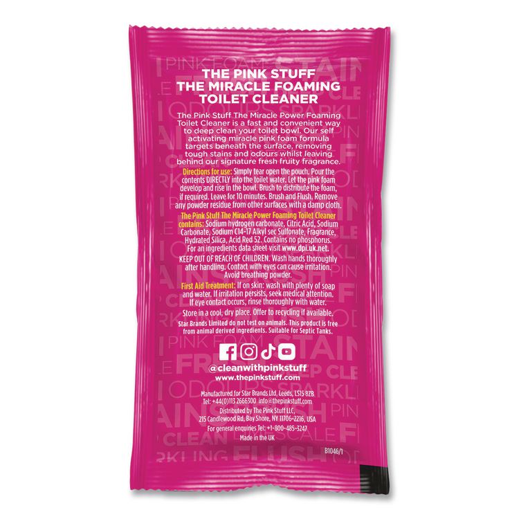 Miracle Power Foaming Toilet Cleaner, Fruity Scent, 3.5 oz Packet, 2 Packets/Box, 10 Boxes/Carton