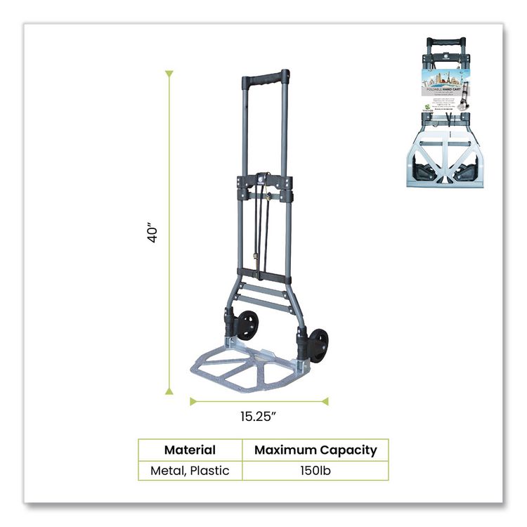 Luggage Cart ,150 lbs Capacity, 40 x 15.25 x 16.5, Gray