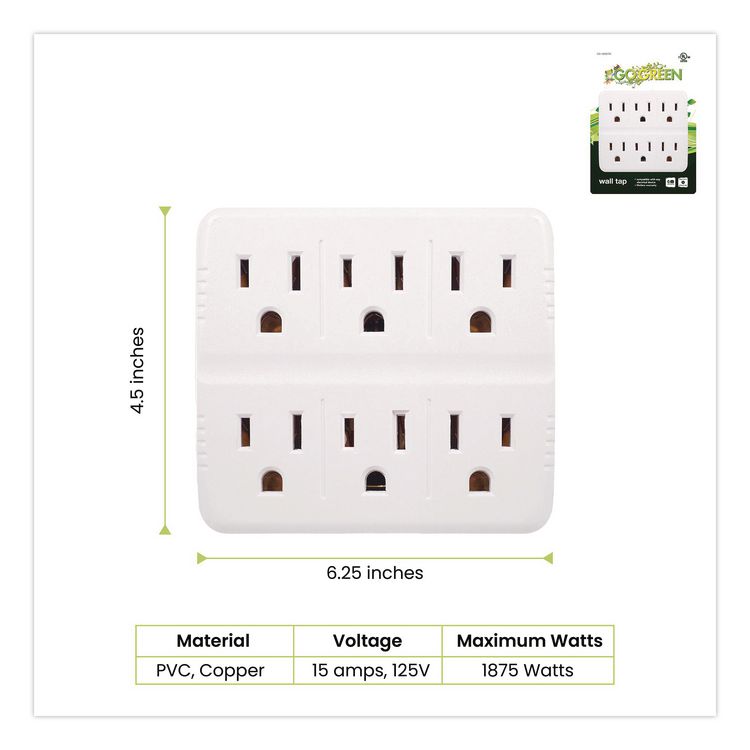 Wall Mounted 6 Outlet Tap, 6 Outlets, White, 3/Pack