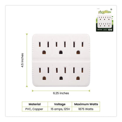 Wall Mounted 6 Outlet Tap, 6 Outlets, White, 3/Pack