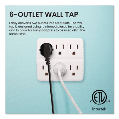Wall Mounted 6 Outlet Tap, 6 Outlets, White, 3/Pack