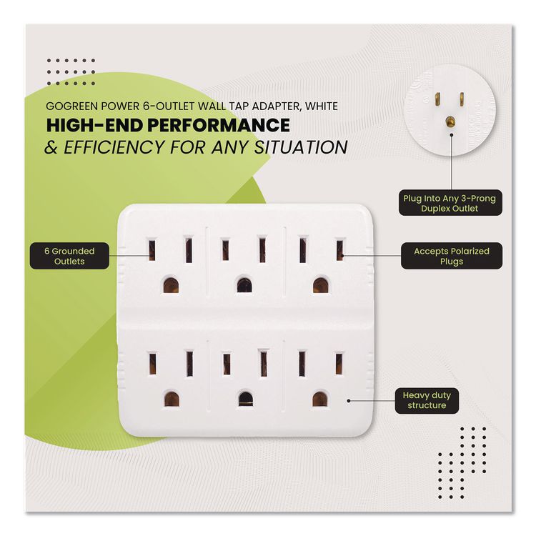 Wall Mounted 6 Outlet Tap, 6 Outlets, White, 3/Pack