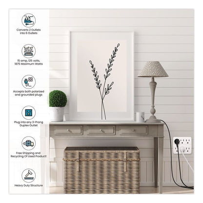 Wall Mounted 6 Outlet Tap, 6 Outlets, White, 3/Pack
