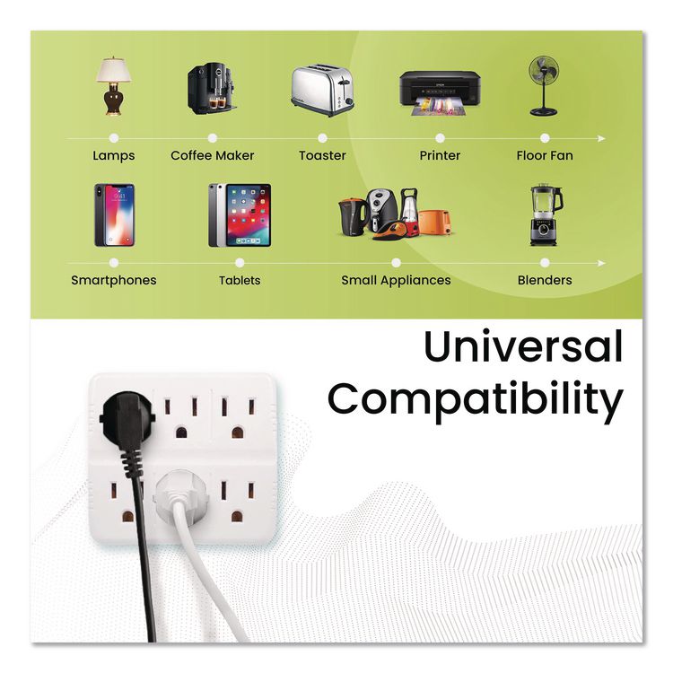 Wall Mounted 6 Outlet Tap, 6 Outlets, White, 3/Pack