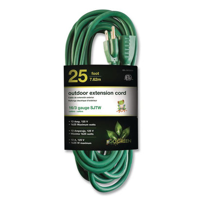 16 AWG Outdoor Extension Cord, 25 ft, 13 A, Green