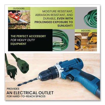 16 AWG Outdoor Extension Cord, 25 ft, 13 A, Green