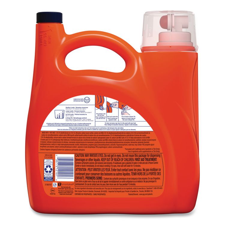 HE Liquid Laundry Detergent, Original Scent, 100 Loads, 125 oz Pour Bottle, 4/Carton
