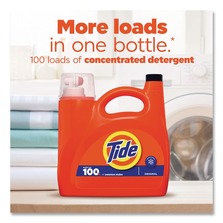 HE Liquid Laundry Detergent, Original Scent, 100 Loads, 125 oz Pour Bottle, 4/Carton