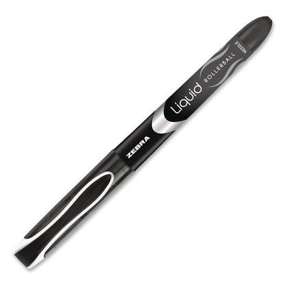 Liquid Ink Rollerball Pen, Stick, Extra-Fine 0.5 mm, Black Ink, Black/Silver Barrel, 12/Pack