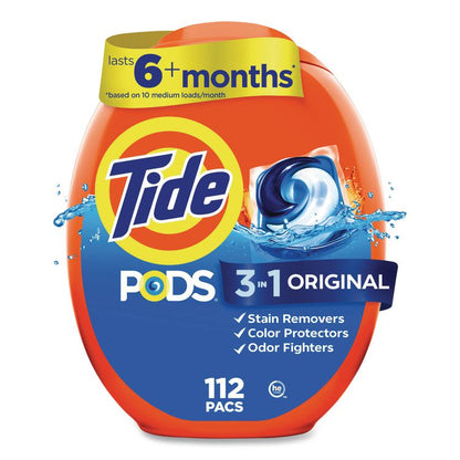 Pods, HE Compatible, Tide Original Scent, 85 oz, 112 Pods/Tub, 4 Tubs/Carton
