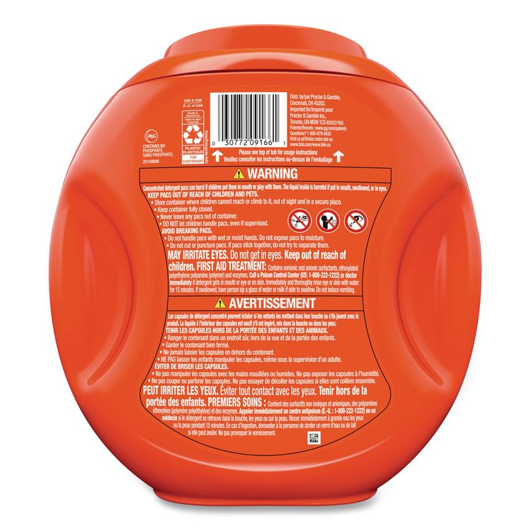 PODS Laundry Detergent, HE Compatible, Spring Meadow, 57 oz Tub, 76 Pacs/Tub, 4 Tubs/Carton