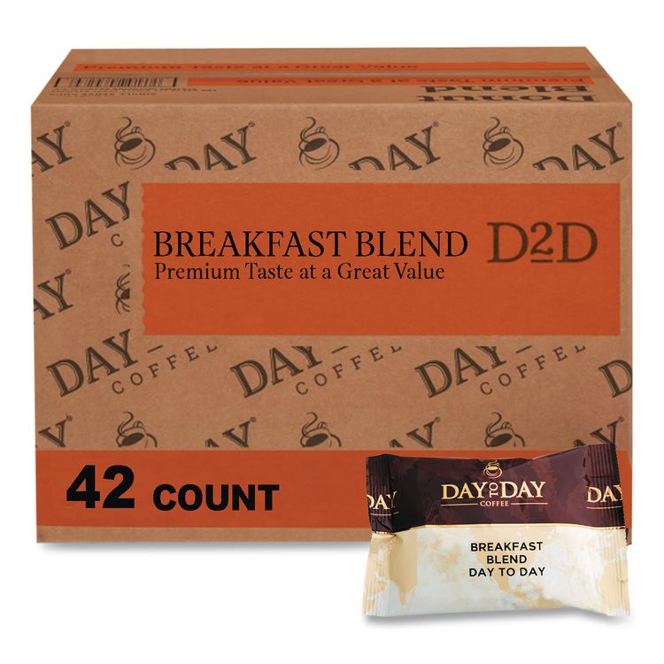 100% Pure Coffee, Breakfast Blend, 1.5 oz Pack, 42 Packs/Carton