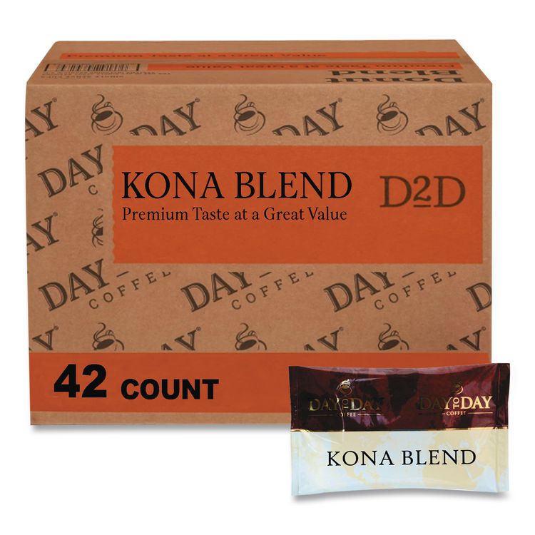 100% Pure Coffee, Kona Blend, 1.5 oz Pack, 42 Packs/Carton