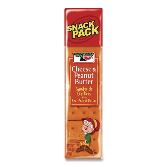 Sandwich Crackers, Cheese and Peanut Butter, 8-Piece Snack Pack, 12/Box