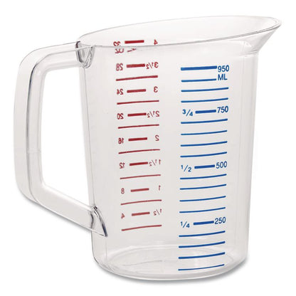 Bouncer Measuring Cup, 32 oz, Plastic, Clear