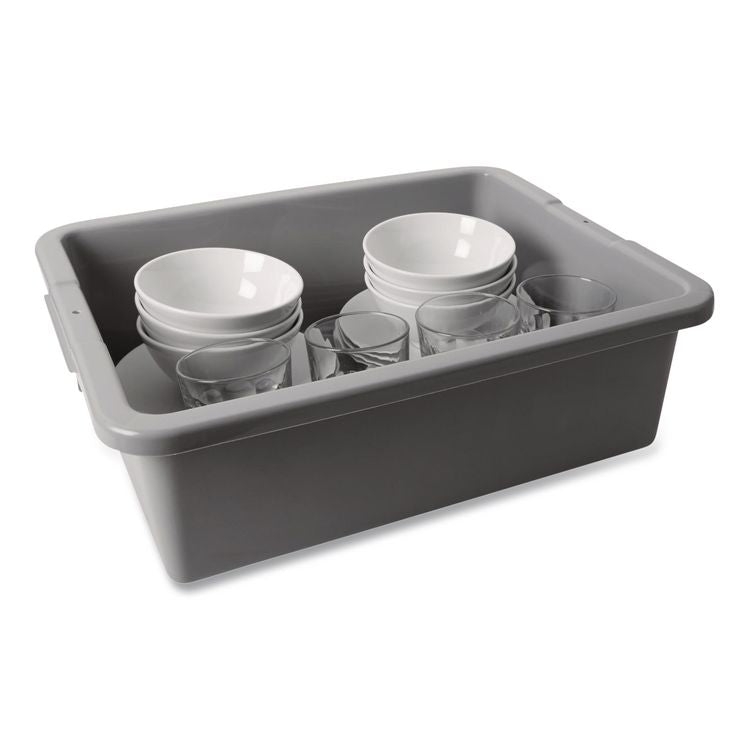Bus/Utility Box, 7.13 gal, 21.5" x 17.13" x 7", Gray