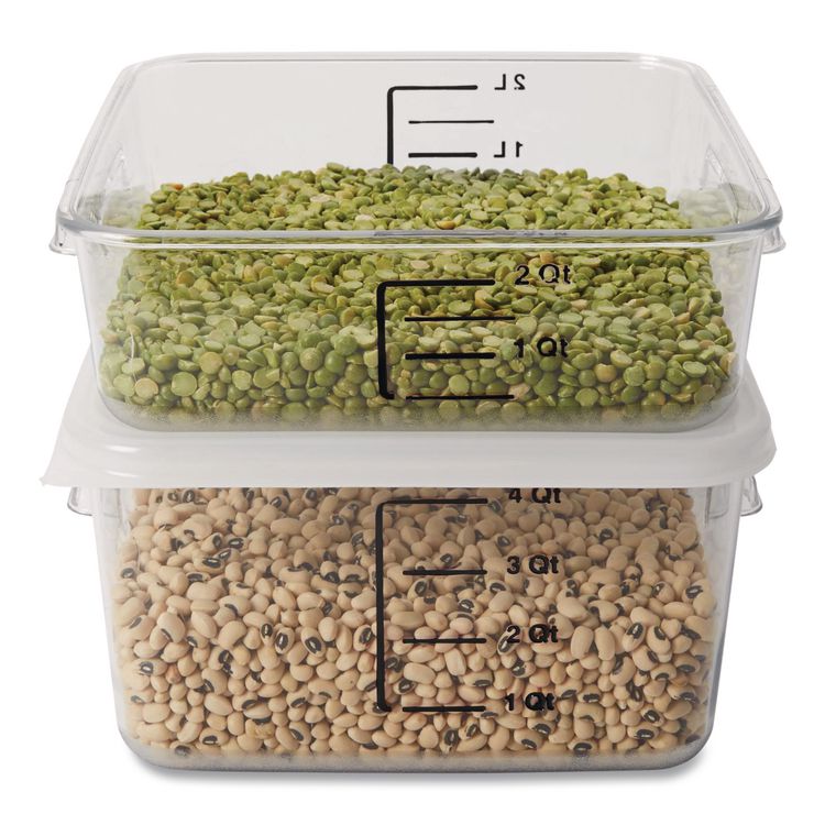 SpaceSaver Square Containers, 4 qt, 8.8 x 8.75 x 4.75, Clear, Plastic