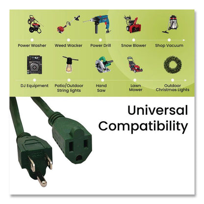 16 AWG Outdoor Extension Cord, 80 ft, 10 A, Green
