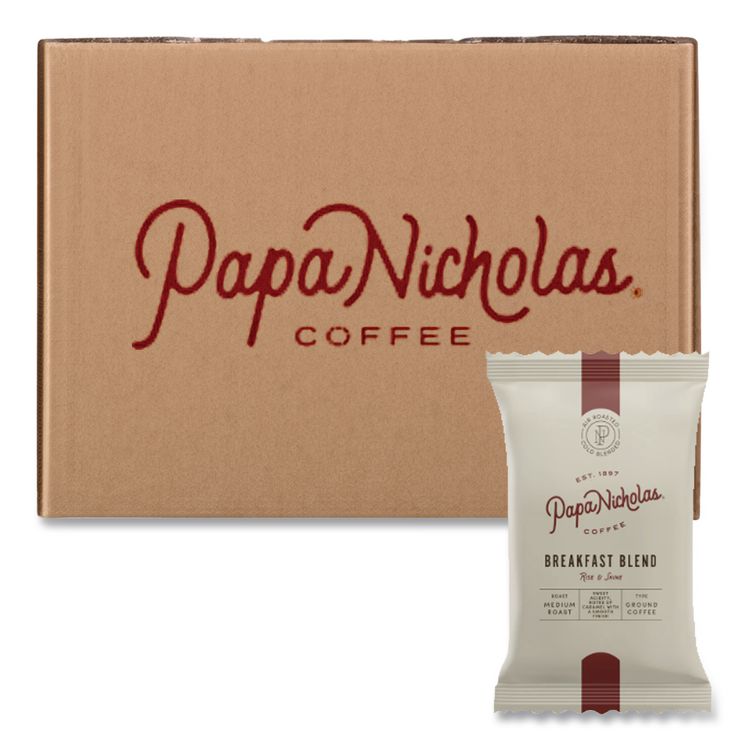 Premium Coffee, Breakfast Blend, Ground Portion Packs, 18/Carton
