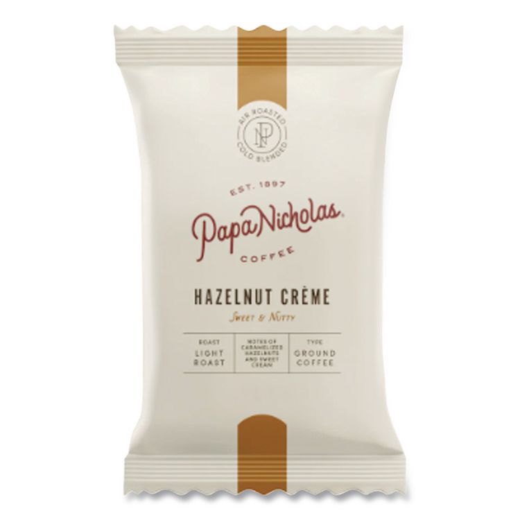 Premium Coffee, Hazelnut Creme, Ground Portion Packs, 18/Carton