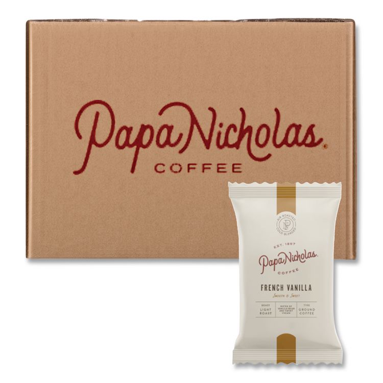 Premium Coffee, French Vanilla, Ground Portion Packs, 18/Carton
