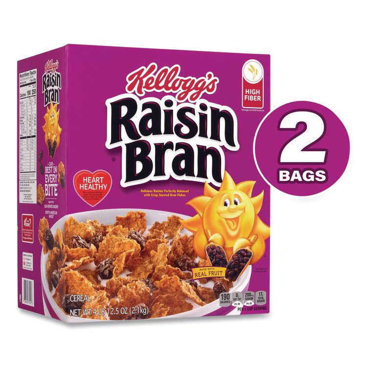 Raisin Bran Cereal, 2 Bags/Box, 76.5 oz Box