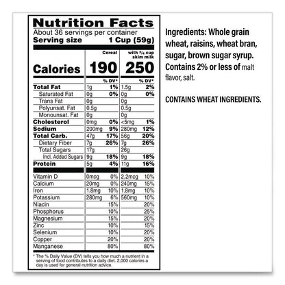 Raisin Bran Cereal, 2 Bags/Box, 76.5 oz Box
