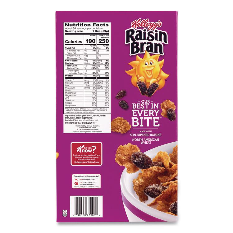 Raisin Bran Cereal, 2 Bags/Box, 76.5 oz Box