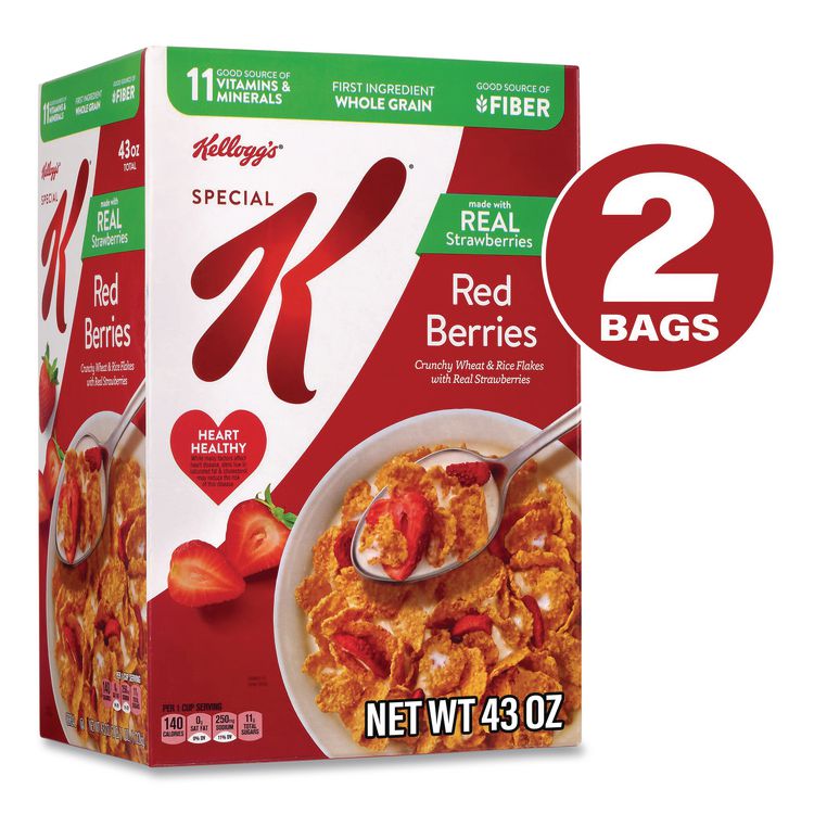 Special K with Berries Cereal, 2 Bags/Box, 43 oz Box