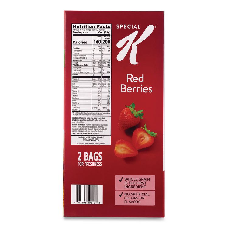 Special K with Berries Cereal, 2 Bags/Box, 43 oz Box