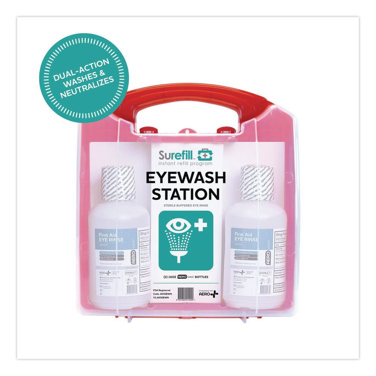 Emergency Eyewash Station 50 Series, 16 oz Bottle, 2 Bottles/Station