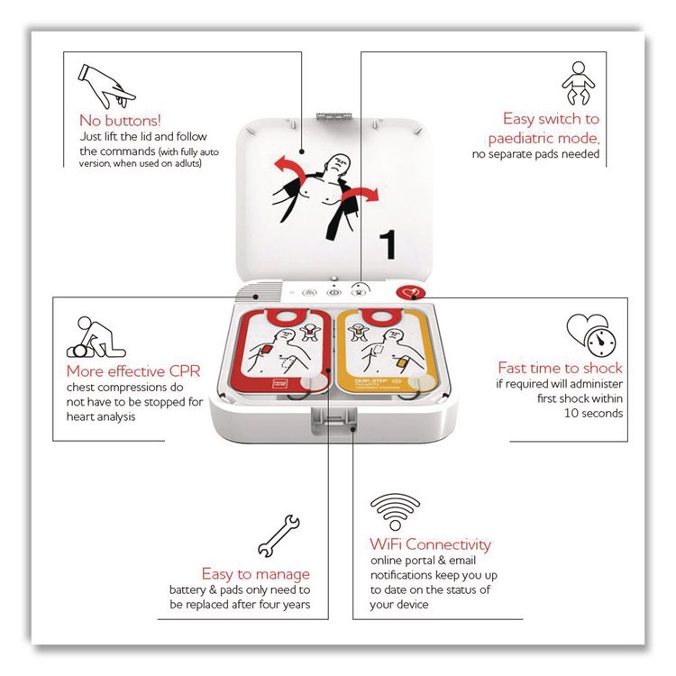 LIFEPAK CR2 Cellular Defibrillator, Fully Automatic, English/Spanish, Bag