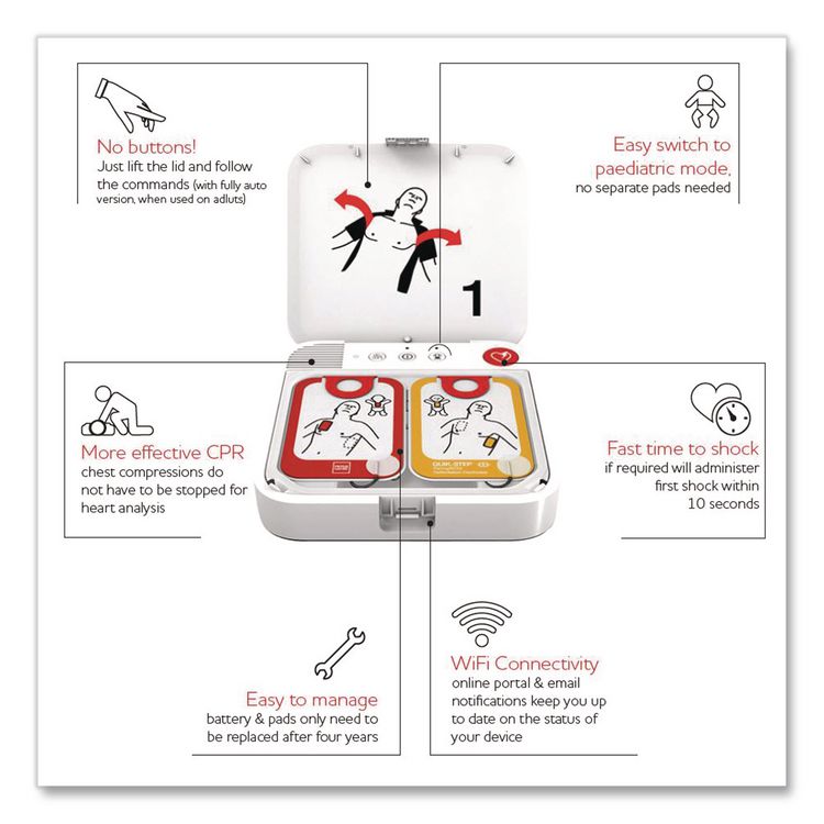 LIFEPAK CR2 Wi-Fi Defibrillator, Fully Automatic, English/Spanish, Bag