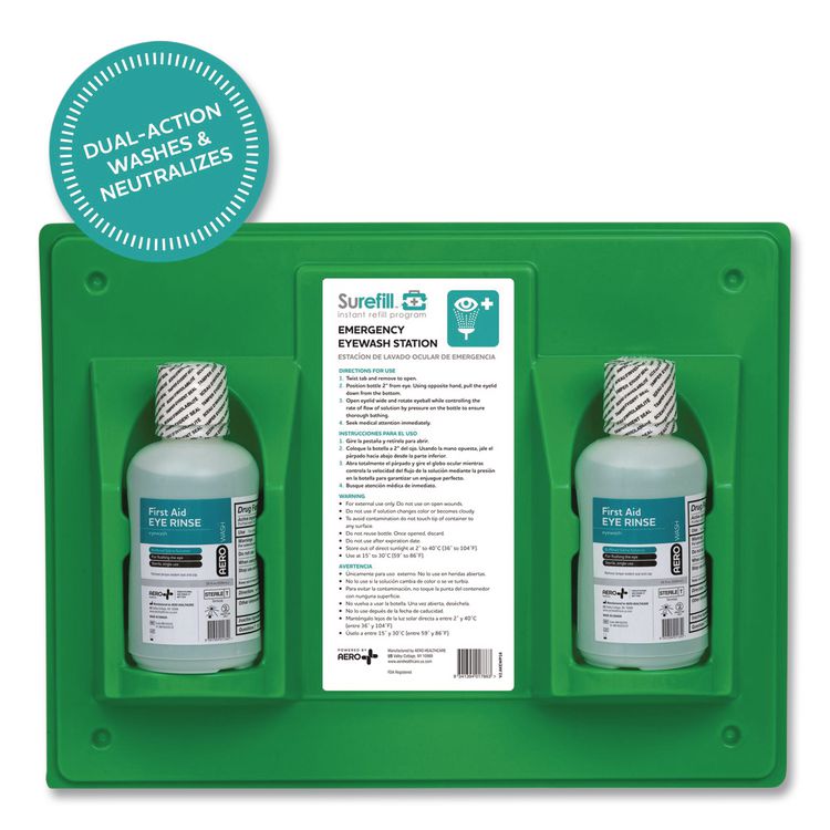 Emergency Eyewash Station, 16 oz Bottle, 2 Bottles/Station