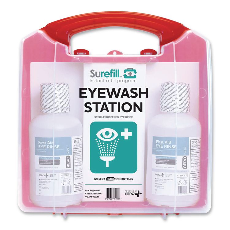 Emergency Eyewash Station 50 Series, 16 oz Bottle, 2 Bottles/Station