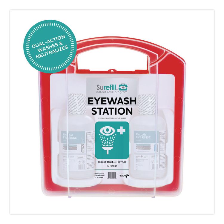 Emergency Eyewash Station 75 Series, 16 oz Bottle, 2 Bottles/Station, 4 Stations/Carton