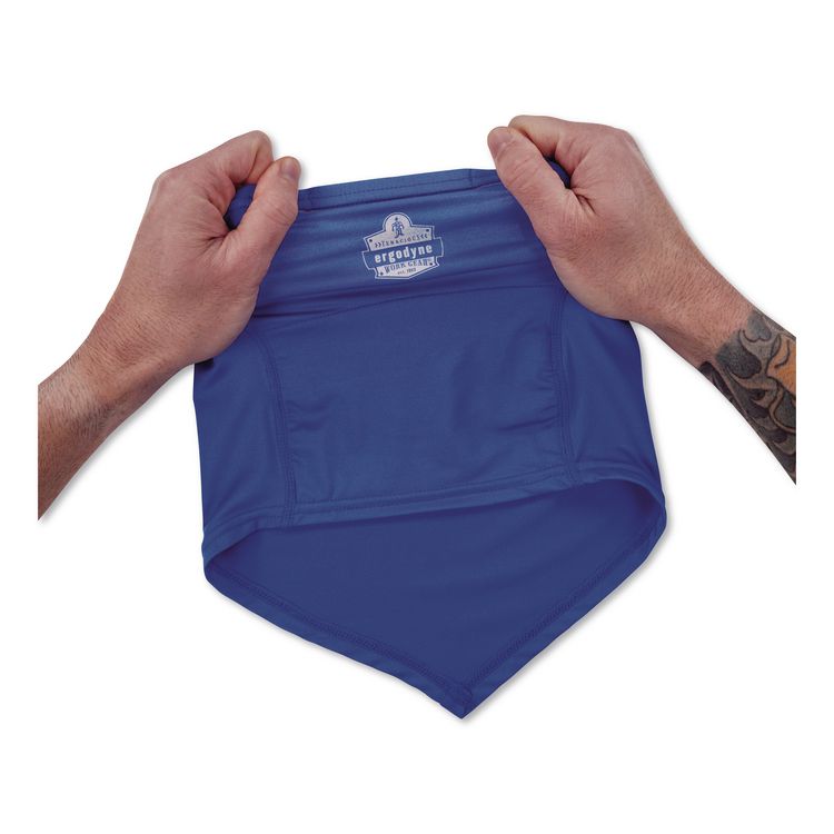 Chill-Its 6482 Cooling Neck Gaiter Bandana Pocket Kit, Polyester/Spandex, Large/X-Large, Blue