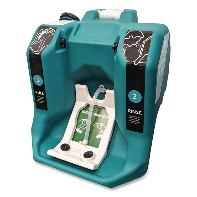 Gravity Fed Eyewash Station with Drain Cart, 16 gal