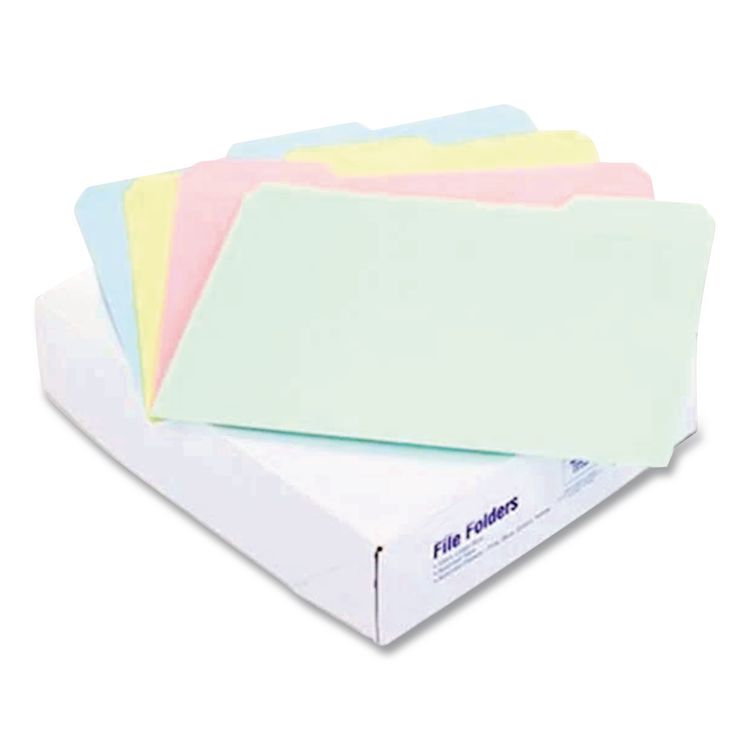 Pastel Colored File Folders, 1/3-Cut Tabs: Assorted, Letter Size, Assorted Colors, 100/Box