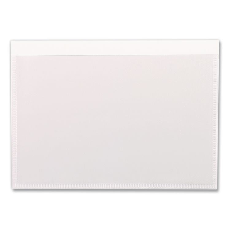 Self-Adhesive Pockets, 8" x 5", Clear Front/White Back, 100/Box