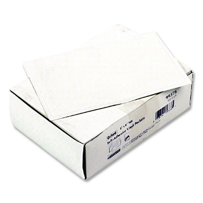 Self-Adhesive Pockets, 6" x 4", Clear Front/White Back, 100/Box
