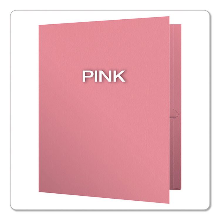 Pink Ribbon Twin-Pocket Folder with Prong Fasteners, Accommodates (135) 11 x 8.5 Sheets, Pink, 25/Box