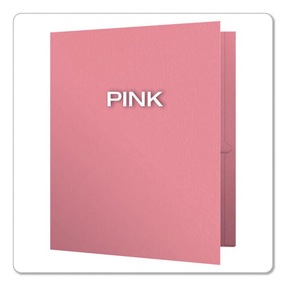 Pink Ribbon Twin-Pocket Folder with Prong Fasteners, Accommodates (135) 11 x 8.5 Sheets, Pink, 25/Box