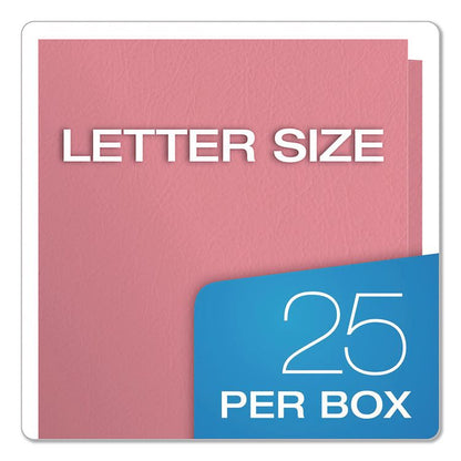 Pink Ribbon Twin-Pocket Folder with Prong Fasteners, Accommodates (135) 11 x 8.5 Sheets, Pink, 25/Box